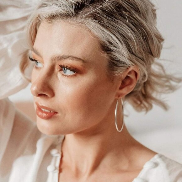 925 Sterling Silver Hoop Earrings - 60mm - Picture 3 of 6